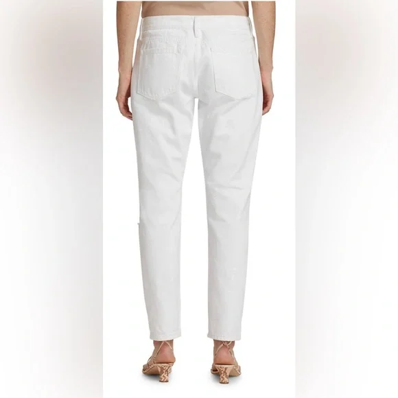 Frame Mid-Rise Distressed Boyfriend White Jeans Size 27 (4) NWT - Picture 5 of 12